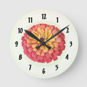 Reloj Redondo Mediano Zinnia en tonos Naranjas