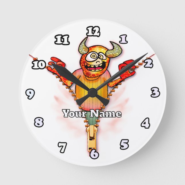 Reloj Redondo Mediano Zipper Monster (Anverso)