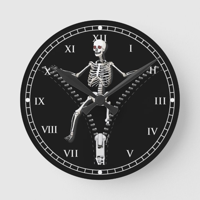Reloj Redondo Mediano Zipper Skeleton (Anverso)