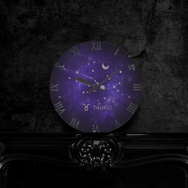 Reloj Redondo Mediano Zodiac Purple Taurus | Cosmic Astrology Horoscope (Subido por el creador)