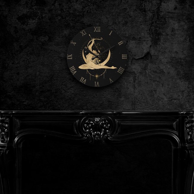 Reloj Redondo Mediano Zodiac Sagittarius | Oro Cósmico Astrología Negra  (Subido por el creador)