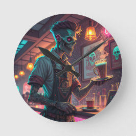 Reloj Redondo Mediano Zombie Café | Spooky Urban Halloween clock 