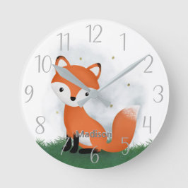 Reloj Redondo Mediano Zorro Lindo Personalizado Género Neutral