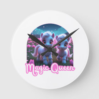 Reloj Redondo Mediano Zwei kleine süße Ponys - Magic Queen