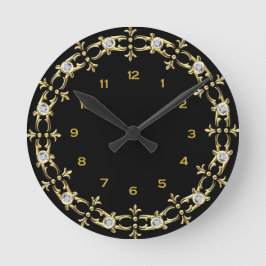 Reloj redondo negro y dorado