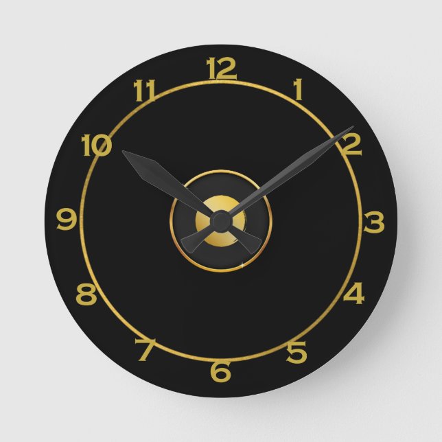 Reloj redondo negro y oro (Anverso)