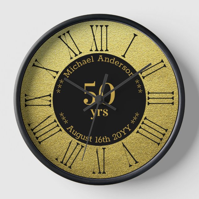 Reloj Redondo Personalizado de 50 años de Jubilación o A (Anverso)