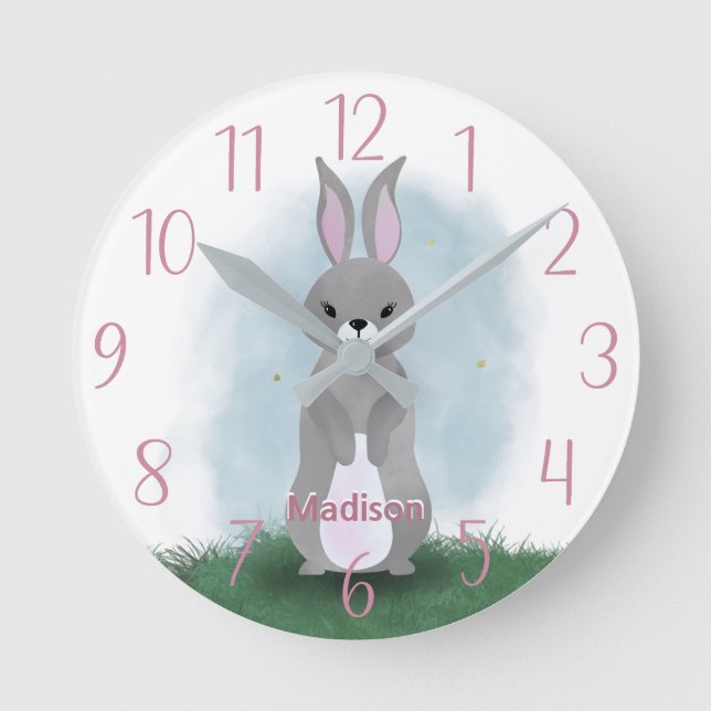 Reloj redondo personalizado de Conejo Conejo Conej (Anverso)