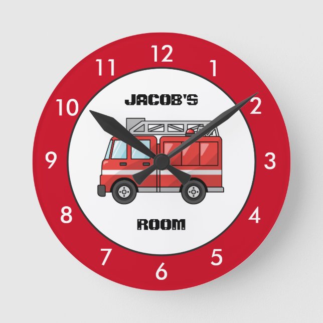 Reloj redondo personalizado del camión de incendio (Anverso)