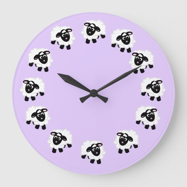 Reloj redondo púrpura de oveja Personalizado (Anverso)