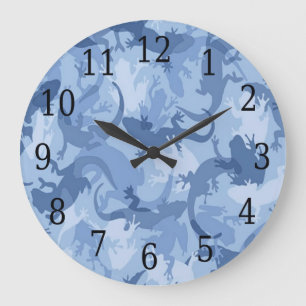 Reloj redondo reptil azul