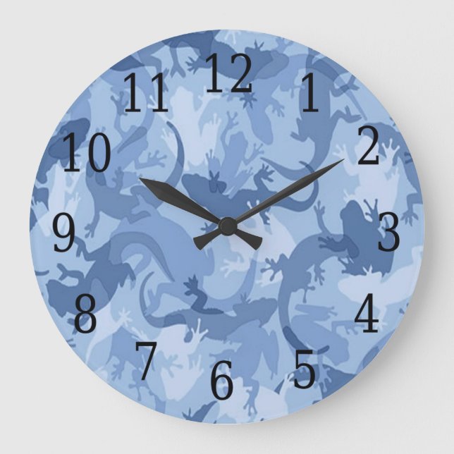 Reloj redondo reptil azul (Anverso)