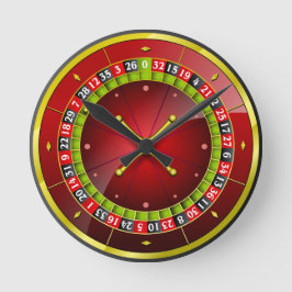 Reloj redondo rojo de la rueda de ruleta
