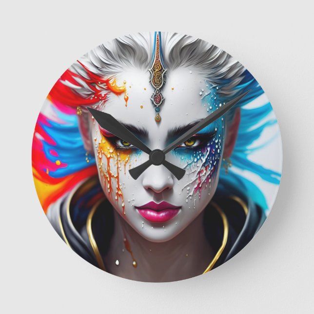 reloj Redondo skin paint girl white (Anverso)