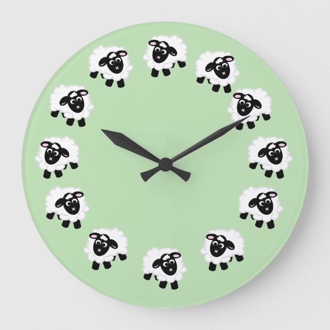 Reloj redondo verde de oveja Personalizado (Anverso)