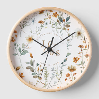 Reloj Regalo de boda de flores silvestres de color de ag