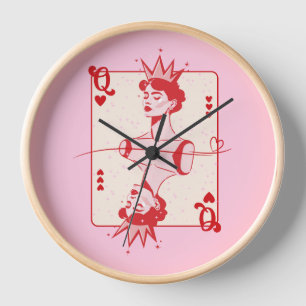 Reloj Reina de los corazones rojos y rosados