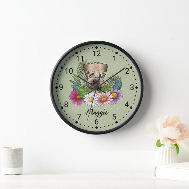 Reloj Rellenos De Ruedas Frescas Terrier Con Flores Y No (Hogar)