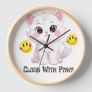 Reloj "Reloj de pared gato lindo y esponjoso con patas e