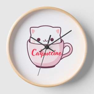 Reloj "Reloj de pared taza de café de gato lindo Catpucc