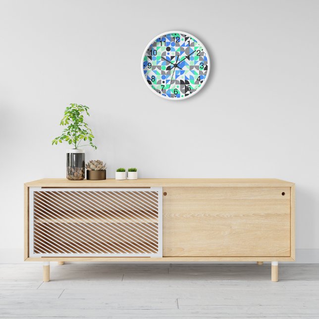 Reloj Resumen de la Casa de la Moneda Azul Verde Geométr (Subido por el creador)