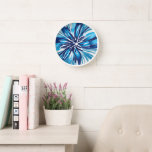 Reloj Resumen Flor azul Art Deco<br><div class="desc">Resumen El Art Deco de las Flores Azules,  este moderno diseño Art Déco cuenta con un ilustracion de Flores Azules Resumen.</div>