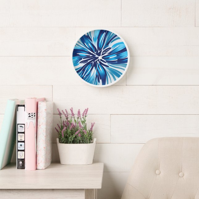 Reloj Resumen Flor azul Art Deco (Sala de lectura)