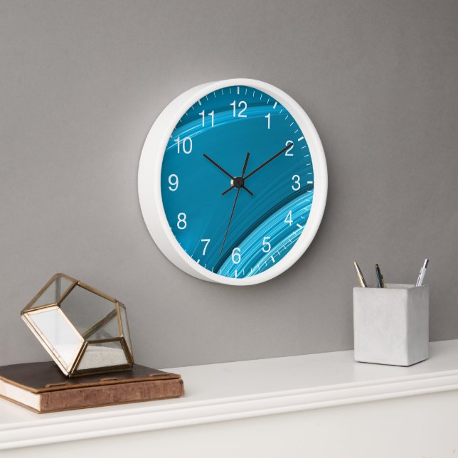 Reloj Resumen Verde azulado de numero blanco de Swirl Bl (Oficina)