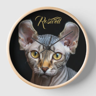 Reloj Retrato de gato Sphynx elfo con foto de mascota pe