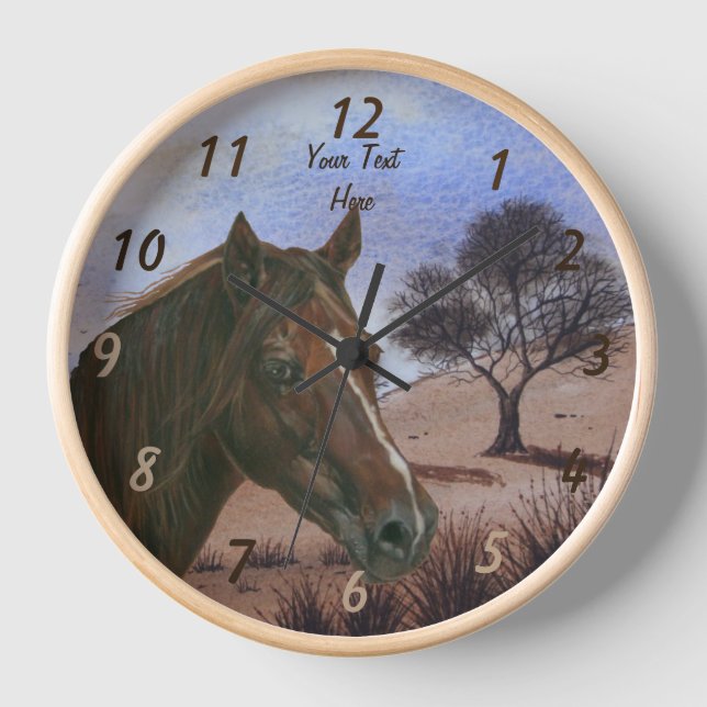 Reloj retrato equino escénico mare de castaño caballo ma (Anverso)