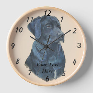 Reloj retrato parecido a la vida del perro labrador negr