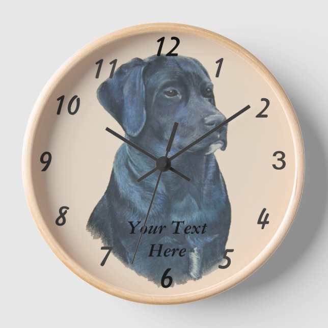 Reloj retrato parecido a la vida del perro labrador negr (Anverso)