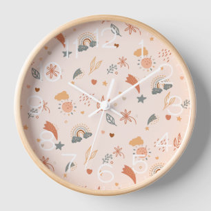 Reloj Retro Boho acuarela Arcoiris Neutral
