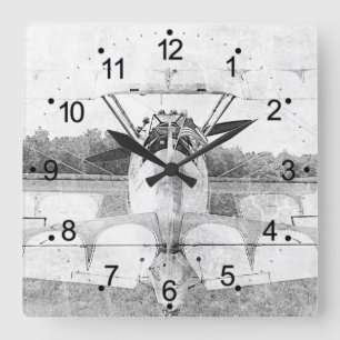 Reloj retro cuadrado del avión antiguo