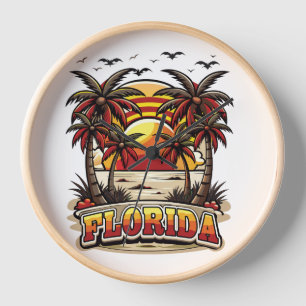 Reloj Retro Florida Sunset con Palmeras