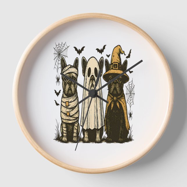 Reloj Retro Halloween Fantasma Bulldog francés Gótico Pn (Anverso)