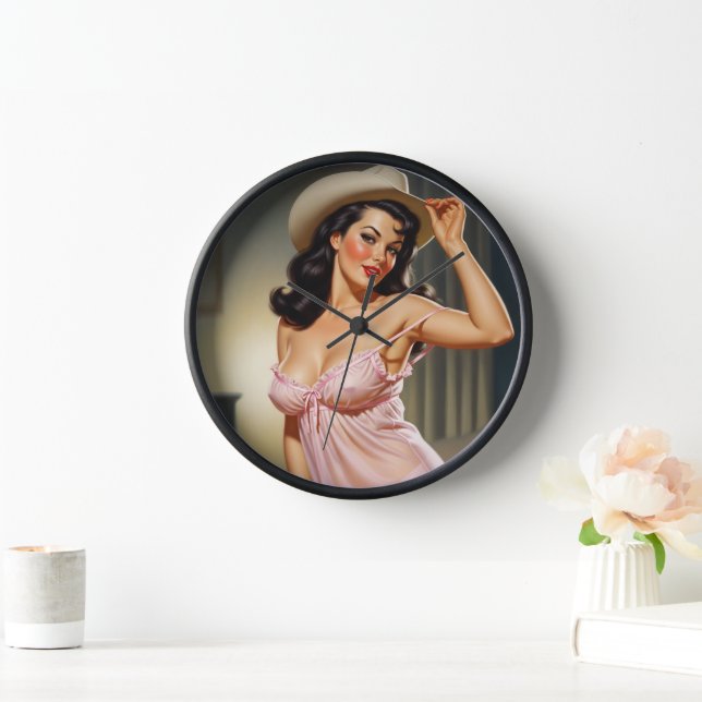 Reloj Retro Pin-up Girl with Cowboy hat (Hogar)