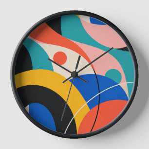 Reloj Retro Pink Teal Blue Geometric Abstract