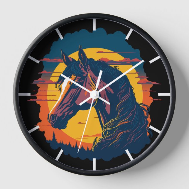 Reloj Retro Sunset Y Cabeza De Caballo (Anverso)