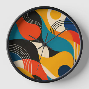 Reloj Retro Teal Orange Black Bauhaus Geometric Abstract