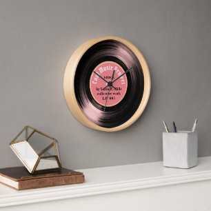 Reloj Retro Vinyl Record Music Hour Pink