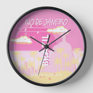 Reloj Río de Janeiro Brasil Ilustracion rosa de arte de 