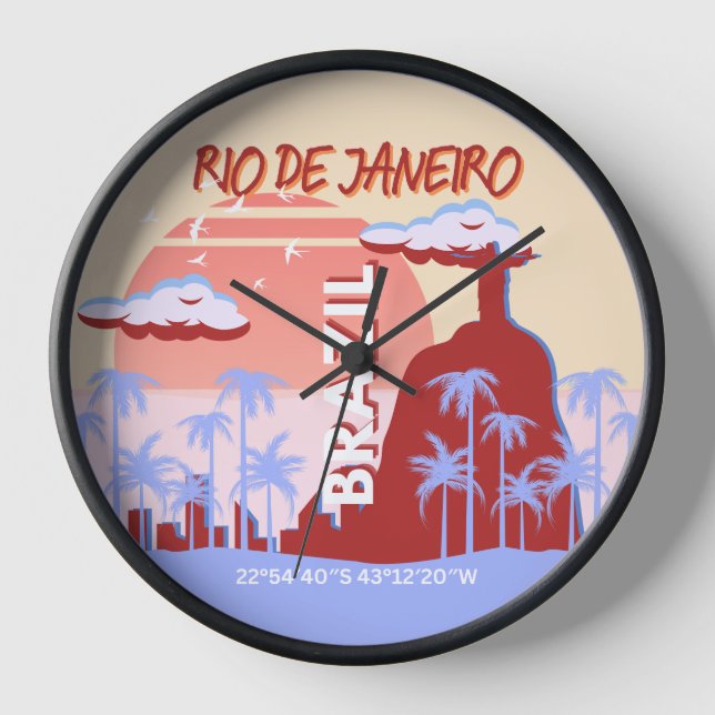 Reloj Río de Janeiro Brasil Poster de Retro de Arte Viaj (Anverso)