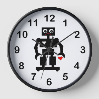 Reloj Robot triste con lágrima oleosa y corazón rota