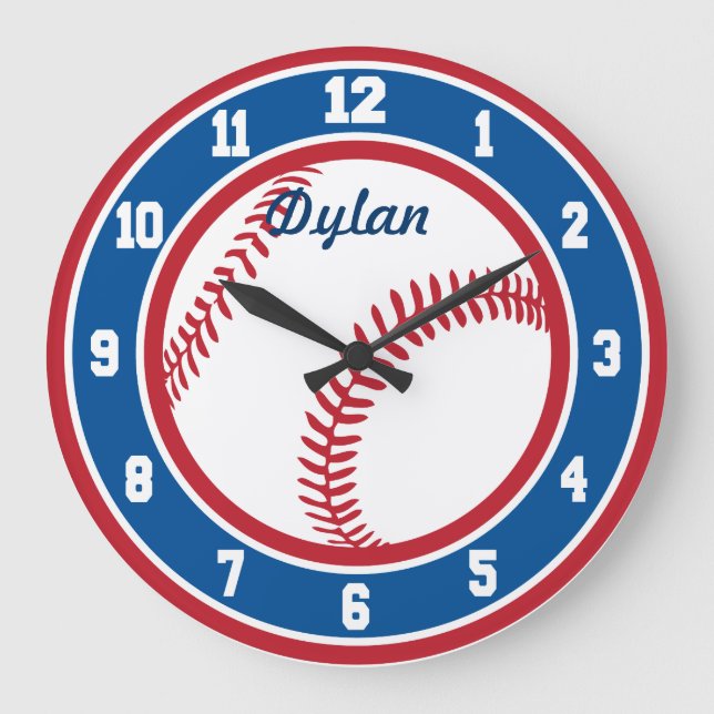 Reloj rojo blanco y azul de béisbol (Anverso)