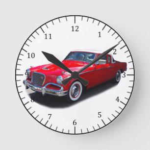 Reloj rojo clásico del coche de 1956