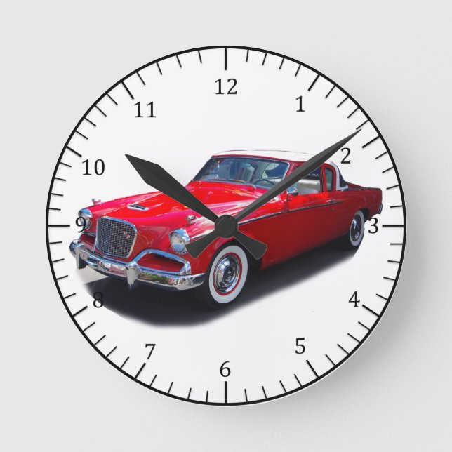 Reloj rojo clásico del coche de 1956 (Anverso)