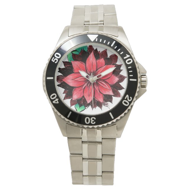 Reloj ROJO CLÁSICO del POINSETTIA (Anverso)