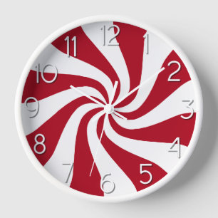 Reloj rojo y blanco de golosina de menta
