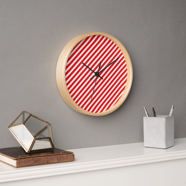 Reloj Rojo y blanco rayado (Oficina)